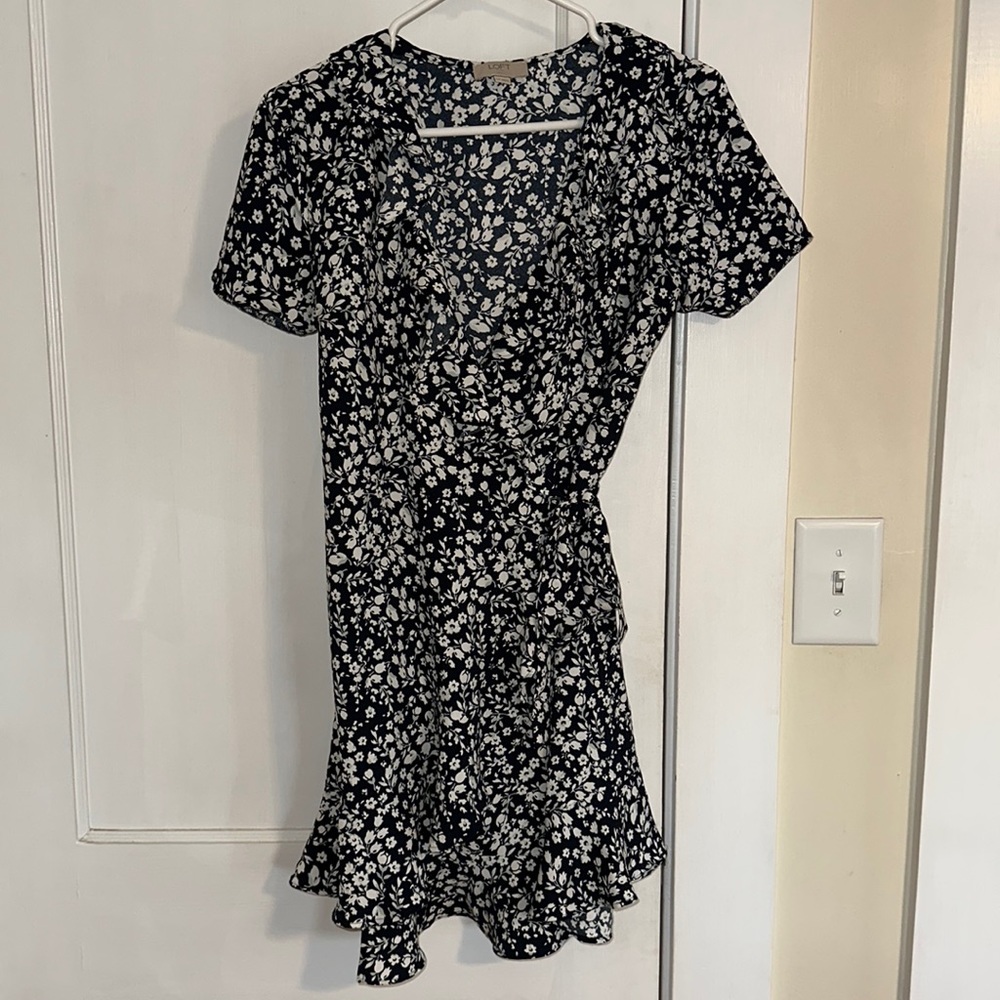 Blue Floral V-Neck Dress